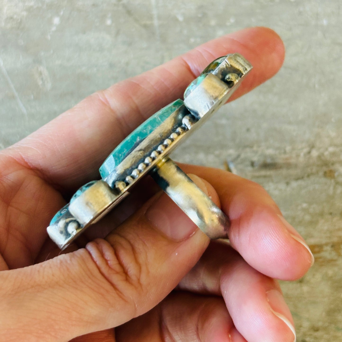 Navajo Sheila Becenti Sterling Silver & Mixed Turquoise Ring