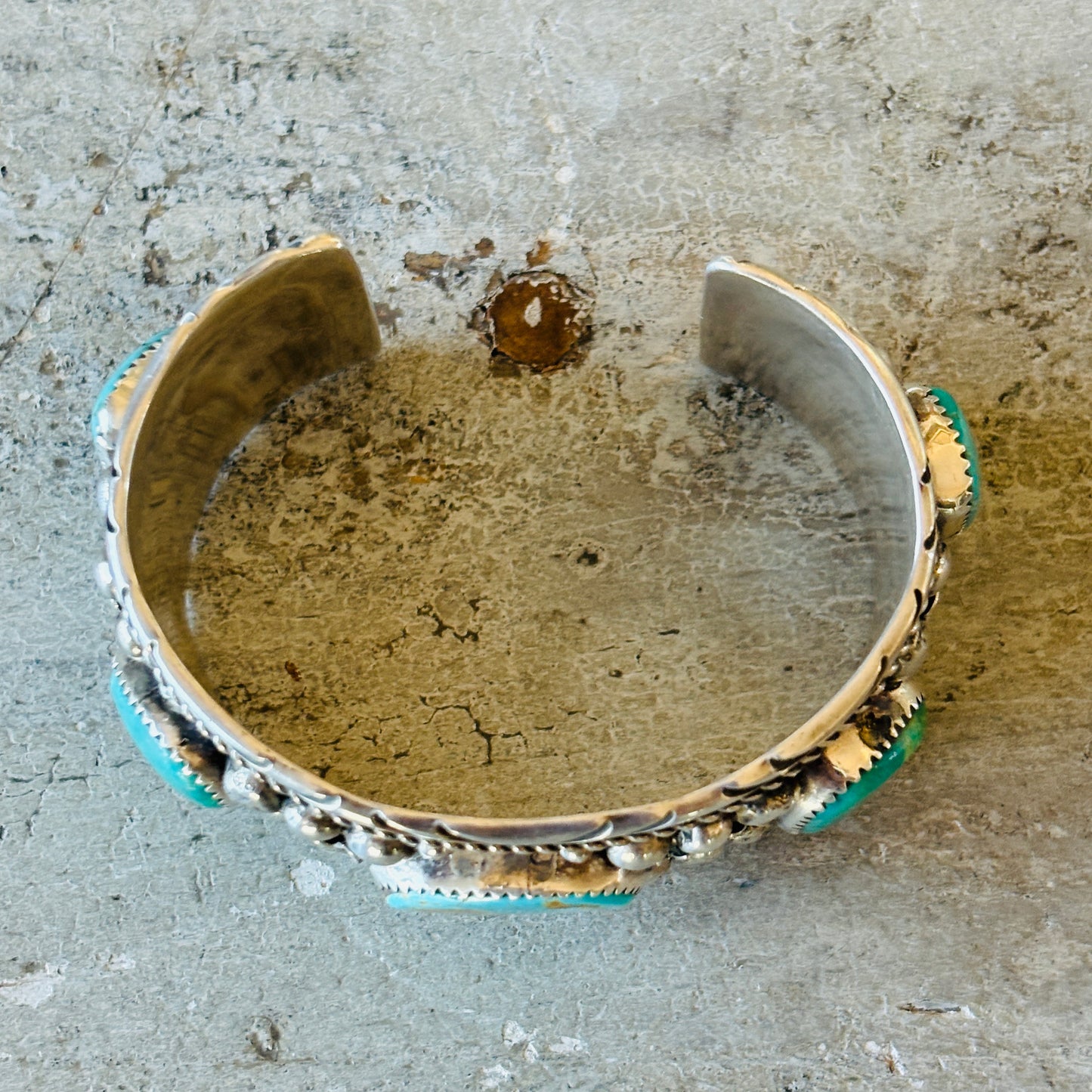 Navajo Jimmie Yazzie Sterling Silver & Royston Turquoise Stacker Cuff