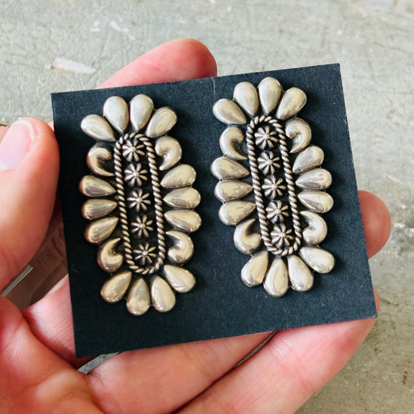 Navajo Thomas Jim Sterling Silver Statement Earrings