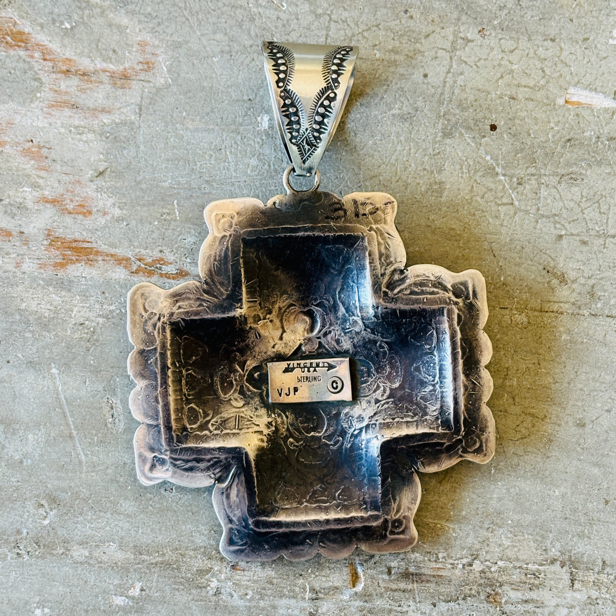 Navajo Vincent Platero Sterling Silver Statement Cross Pendant
