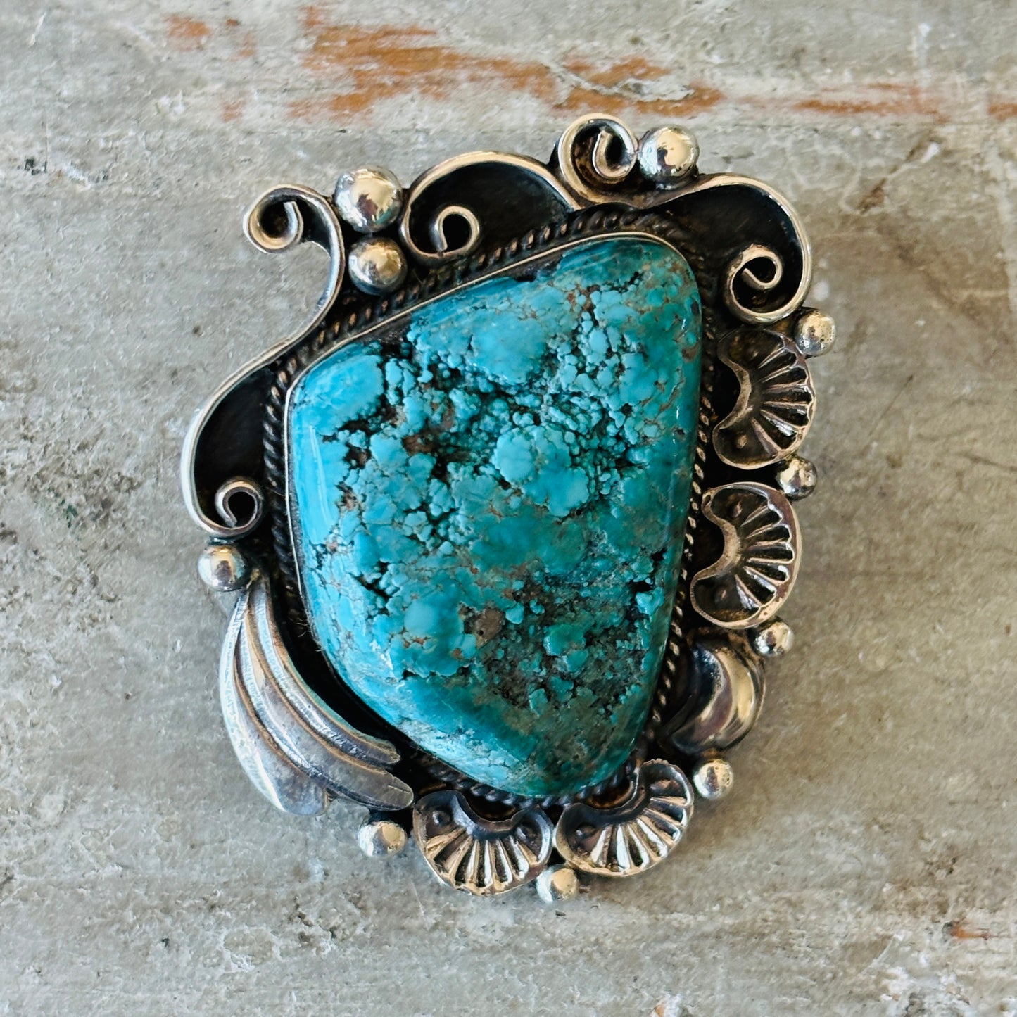 Navajo Marcus Chavez Sterling Silver and Kingman Pendant