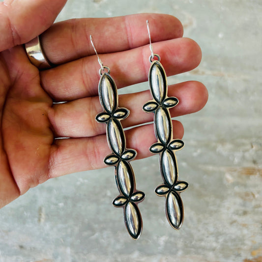 Navajo Alex Sanchez Sterling Silver Statement Earrings