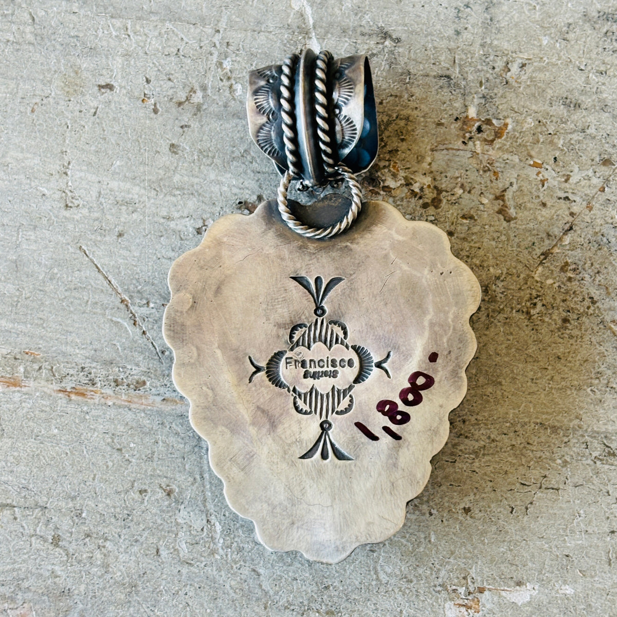 Navajo Dustin Francisco Sterling Silver & Kingman Turquoise Pendant