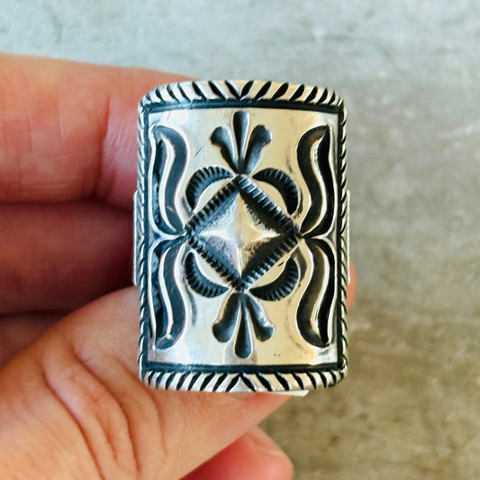 Navajo Harrison Jim Sterling Silver Shield Ring