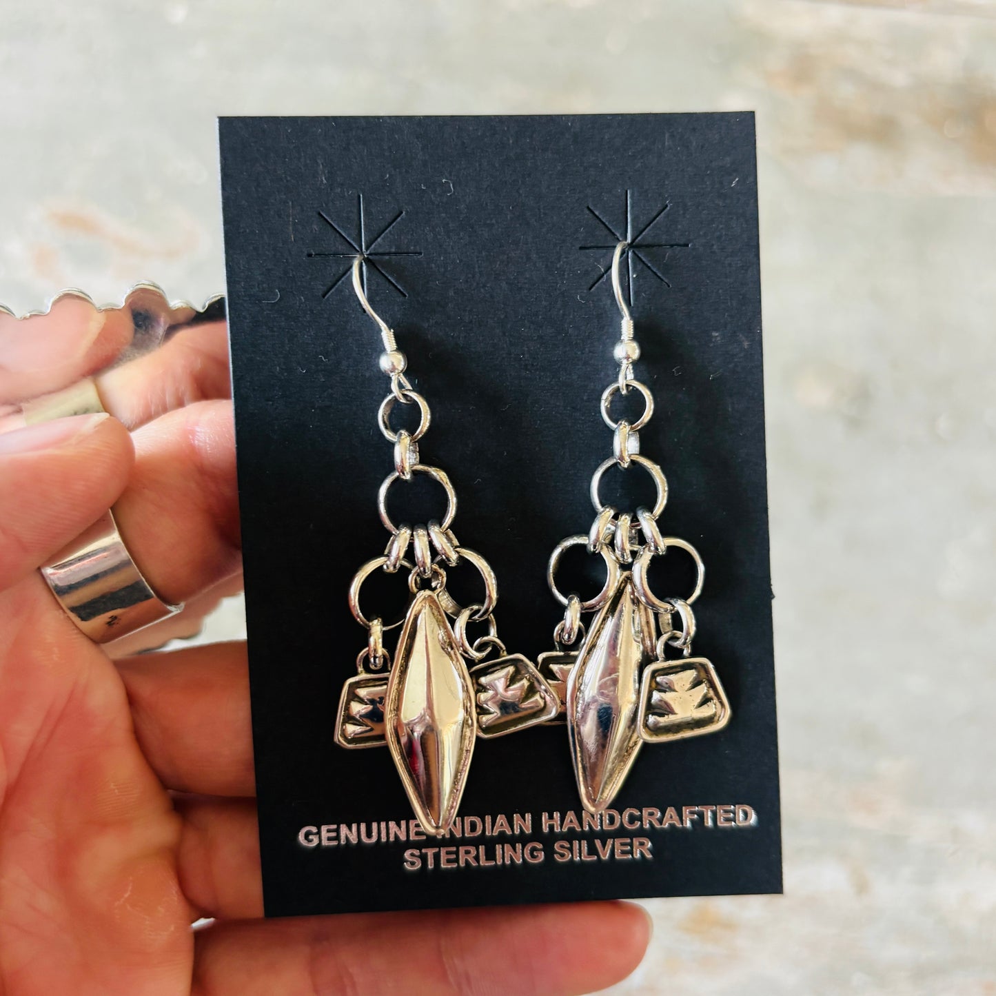Navajo Dakota Willie Sterling Silver Charm Earrings