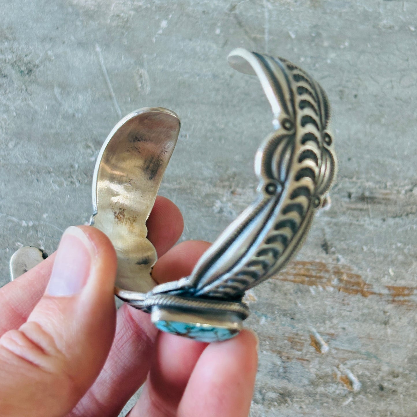 Navajo Randy Boyd Sterling Silver & Kingman Turquoise Cuff