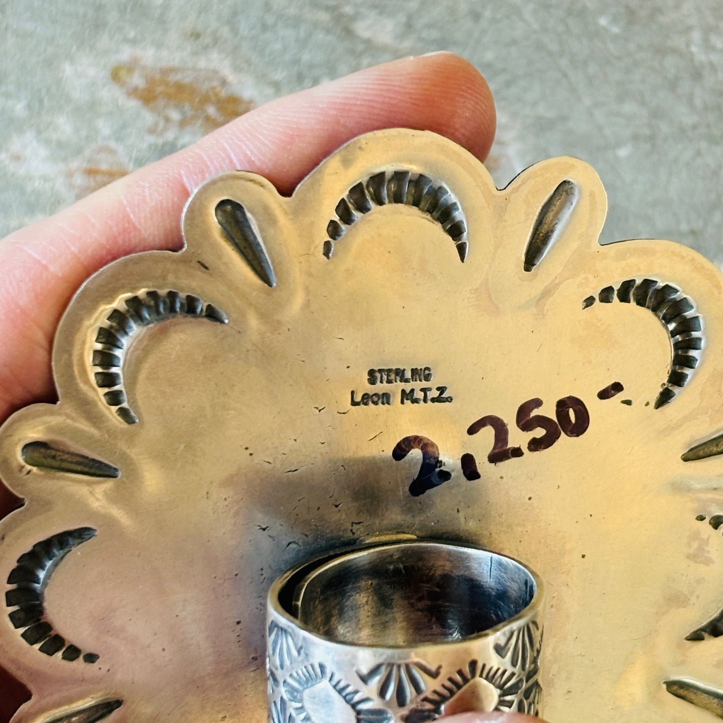 Navajo Leon Martinez Sterling Silver & Kingman Turquoise Cluster Statement Ring