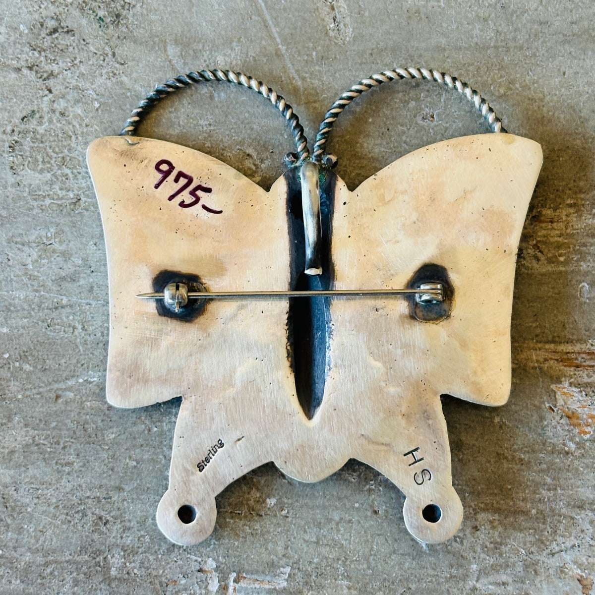 Navajo Herman Smith Sterling Silver Butterfly Pin - Pendant