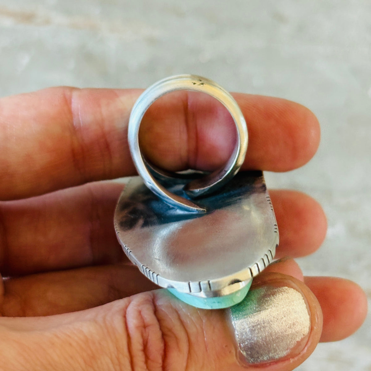 Navajo Walter Vandever Sterling Silver & Variscite Cobblestone Ring