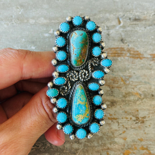 Navajo Myron Etsitty Sterling Silver & Multi Turquoise Ring