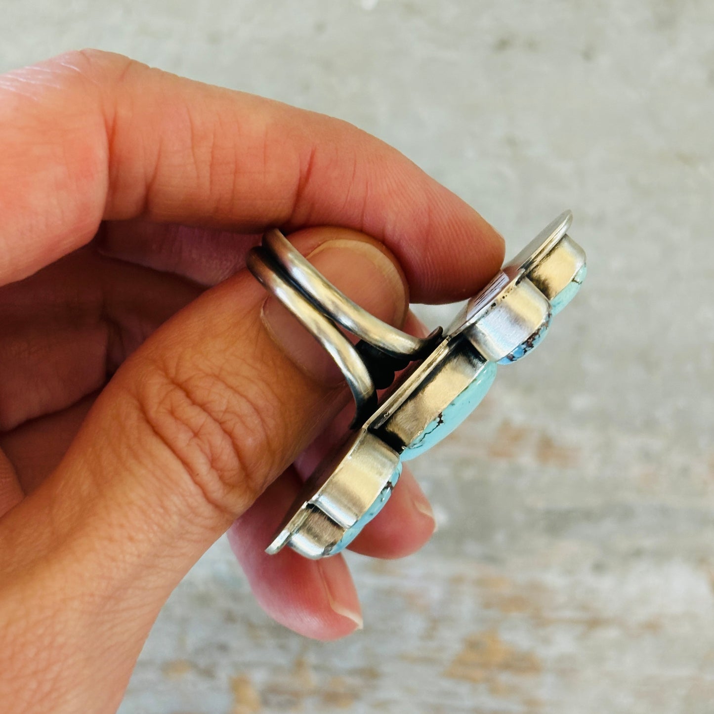 Navajo Rena Shelly Sterling Silver & Golden Hills Cluster Ring