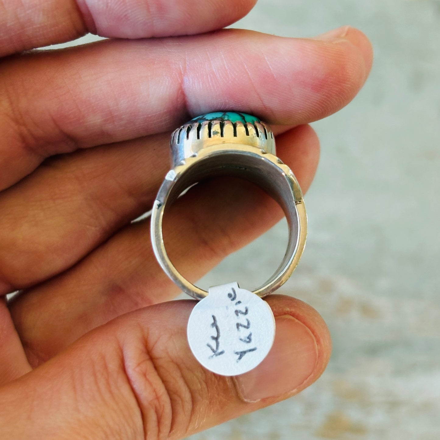 Navajo Kee Yazzie Sterling Silver & Egyptian Turquoise Ring