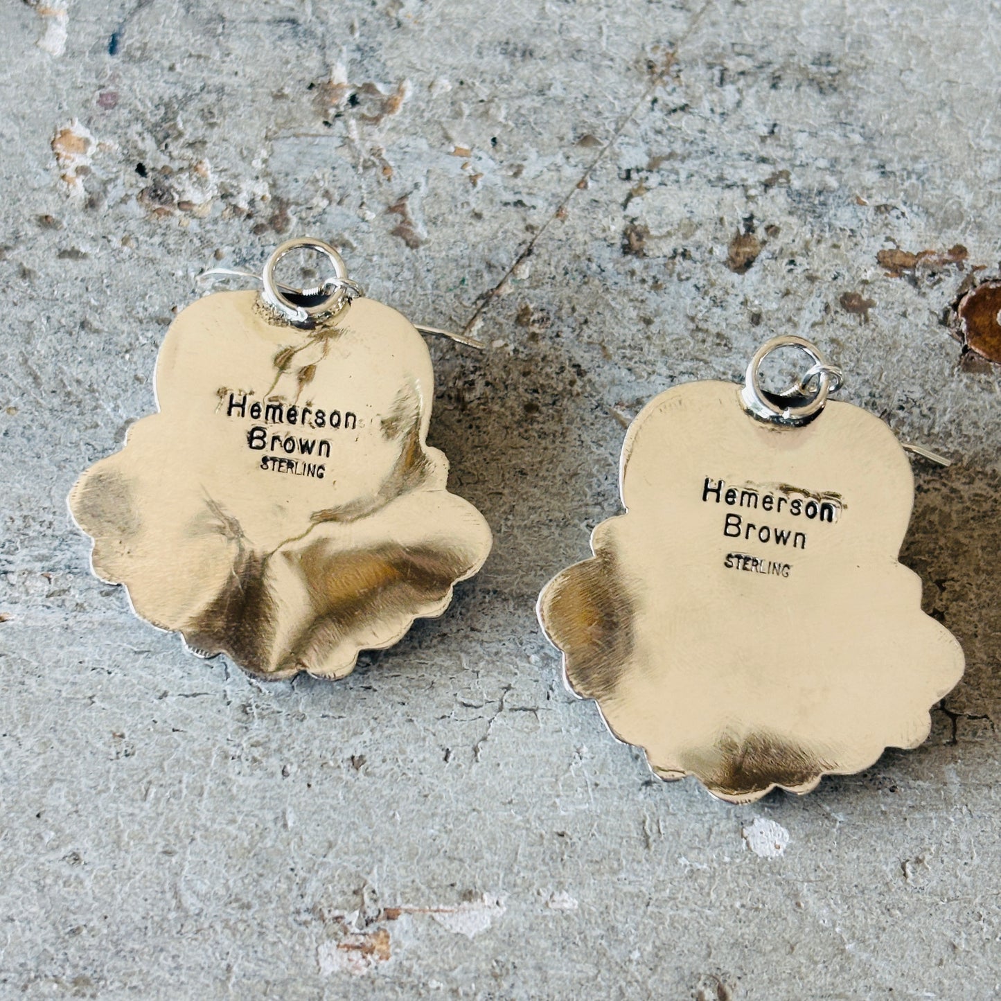 Navajo Hemerson Brown Sterling Silver & Wild Horse Jasper Cluster Heart Earrings