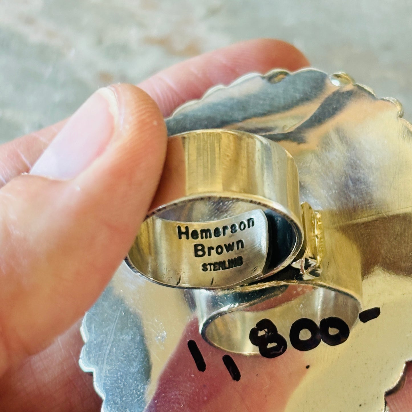 Navajo Hemerson Brown Sterling Silver - Sonoran & Sleeping Beauty Turquoise Cluster Ring