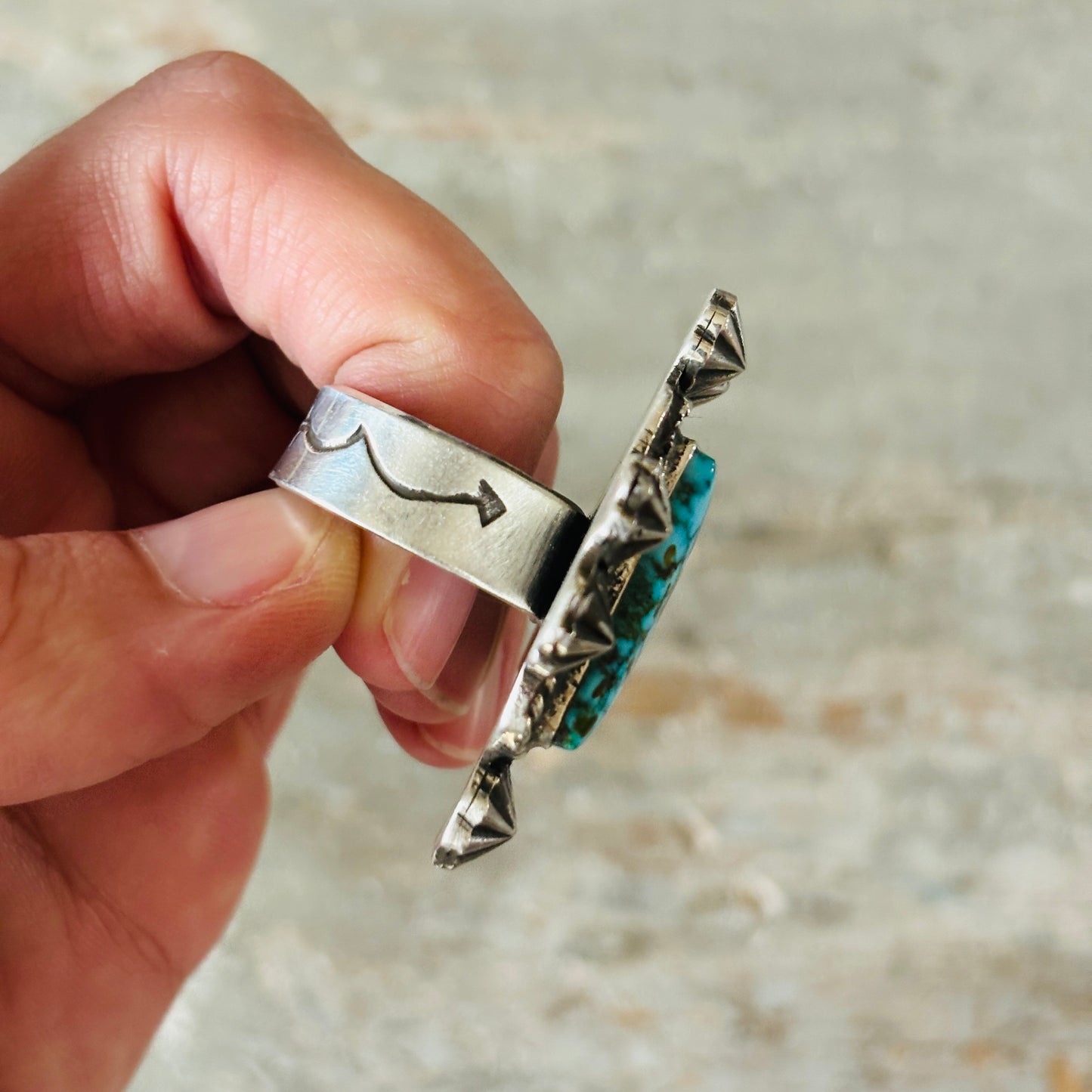 Navajo JT Willie Sterling Silver & Web Kingman Turquoise Ring