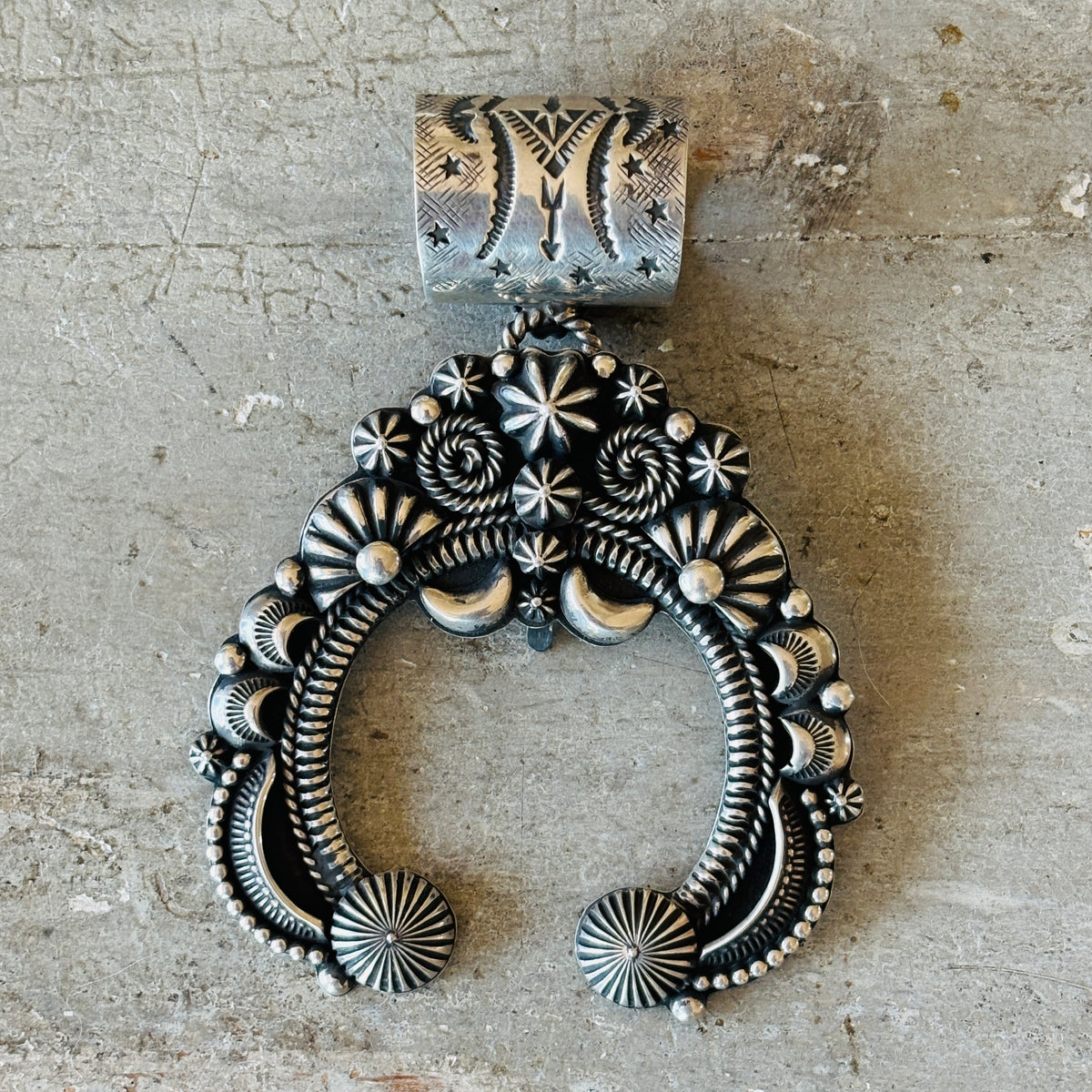 Navajo Delbert Gordon Sterling Silver Naja Statement Pendant