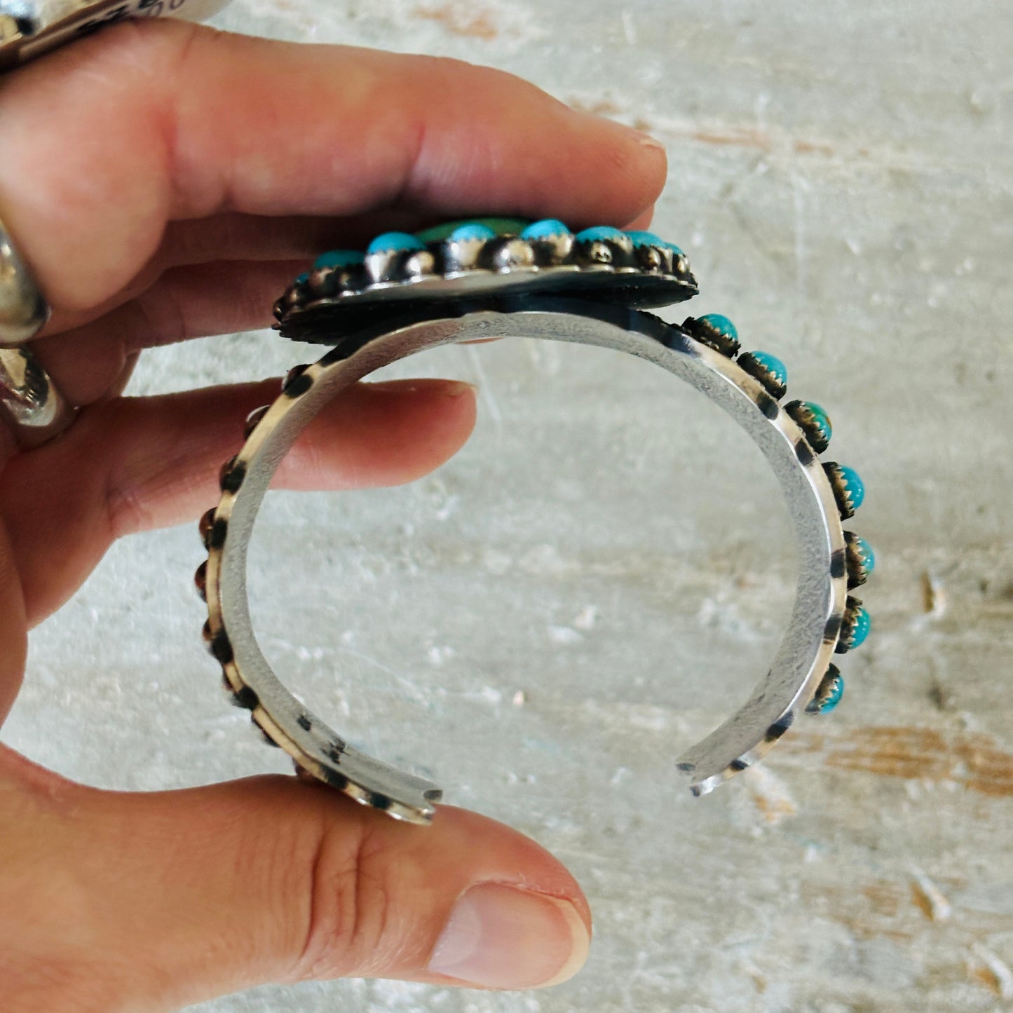 Navajo Shawn Cayatineto Sterling Silver & Kingman Turquoise Statement Cuff