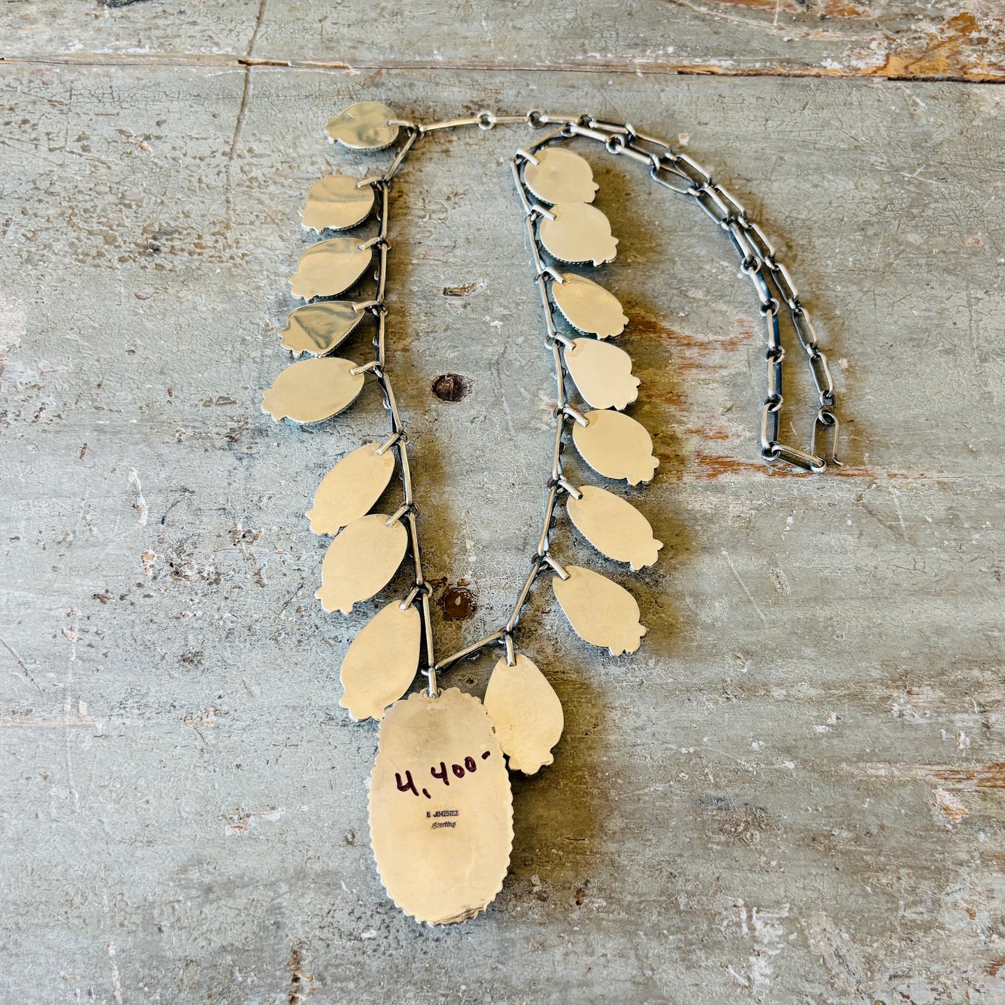 Navajo Brenda Jimenez Sterling Silver - Royston & Pilot Mountain Turquoise Waterfall Statement Necklace
