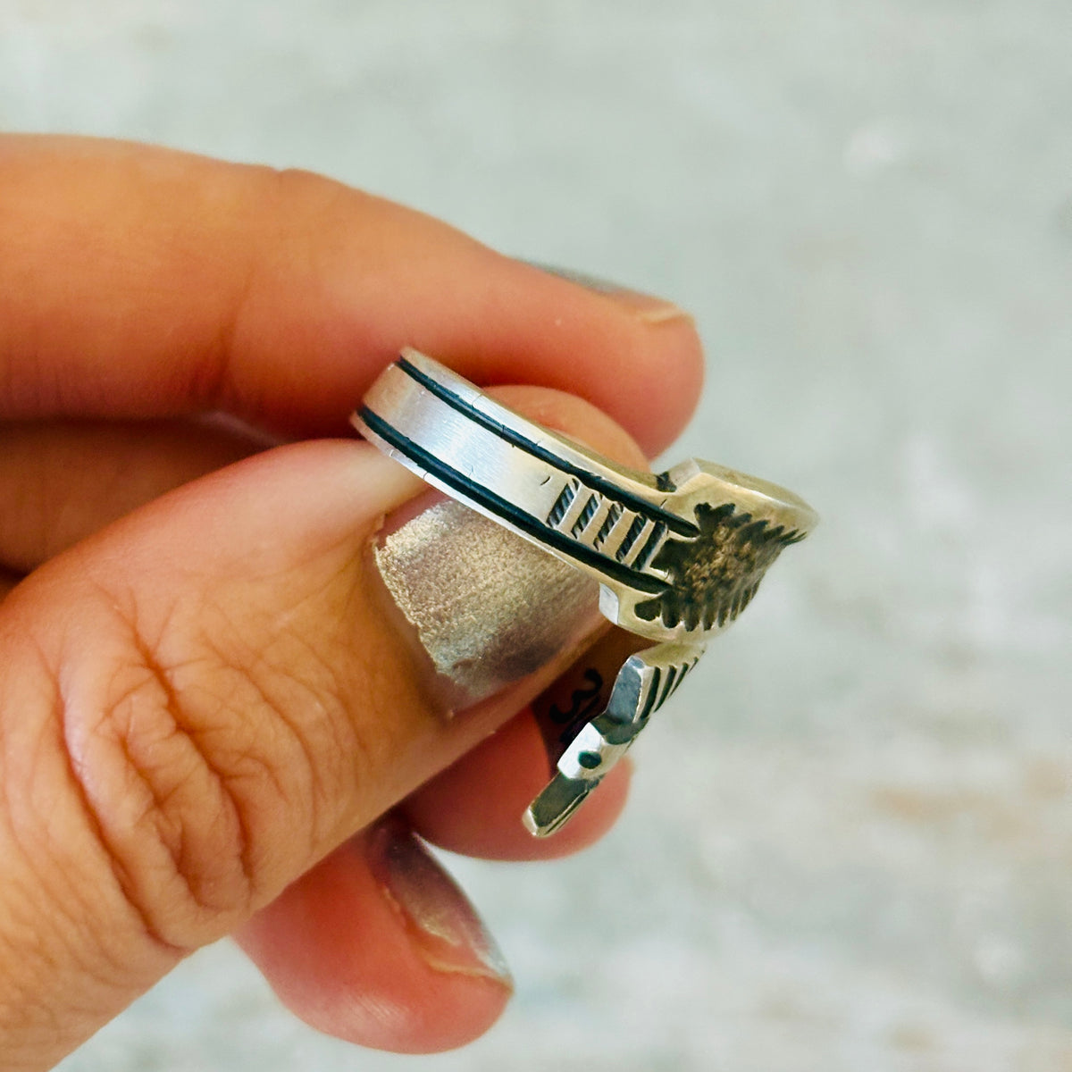 Navajo Herman Smith Sterling Silver Arrow Ring