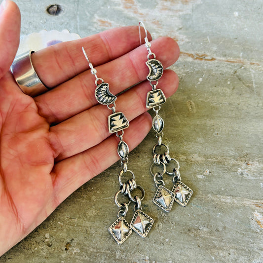 Navajo Dakota Willie Sterling Silver Charm Earrings