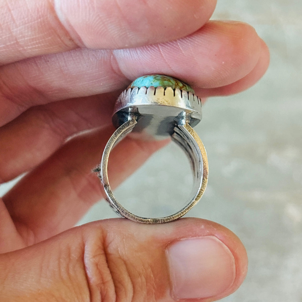 Navajo Stanford Yazzie Sterling Sterling & #8 Turquoise Ring