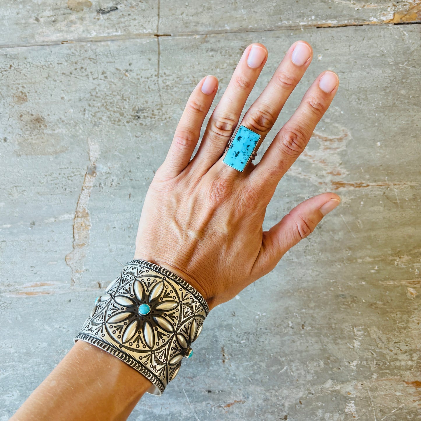 Navajo Mildred Parkhurst Sterling Silver & Sleeping Beauty Turquoise Ring