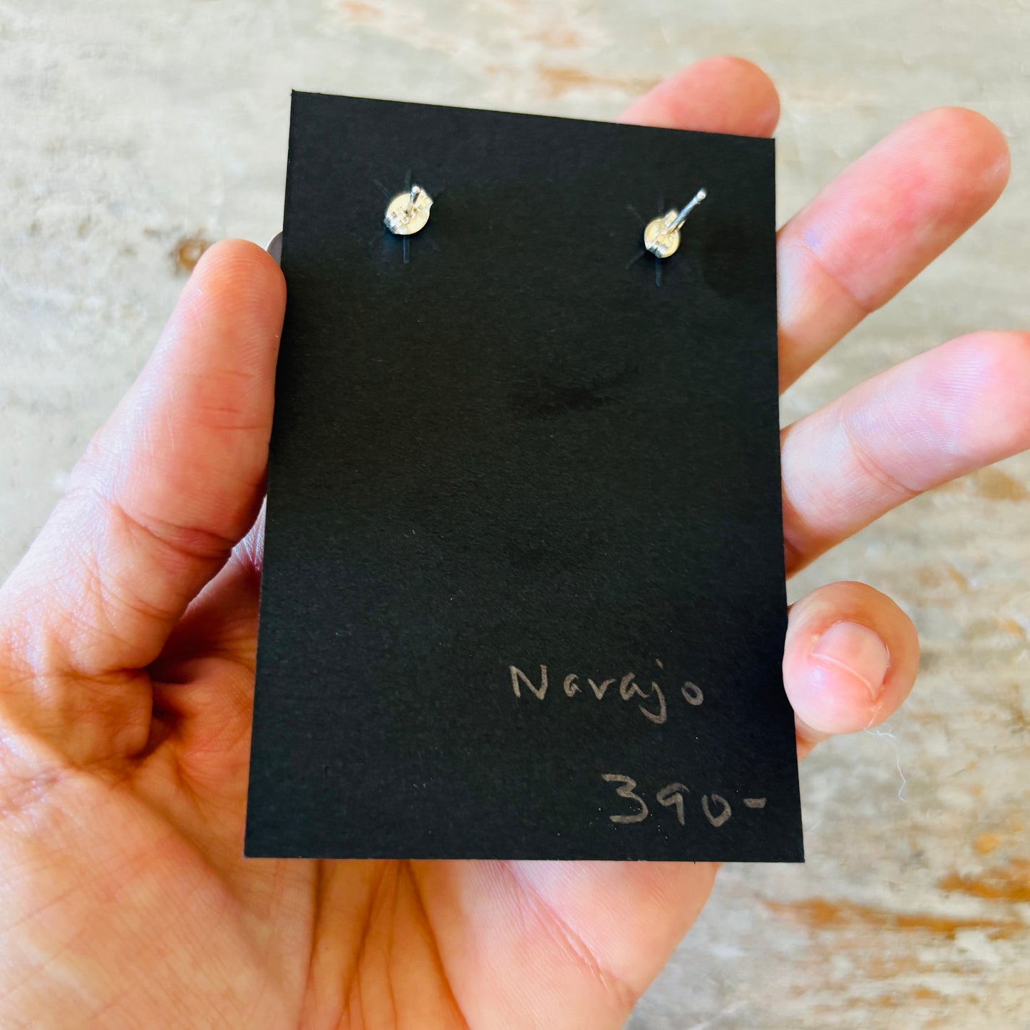 Navajo Signed Sterling Silver & Kingman Turquoise Earrings