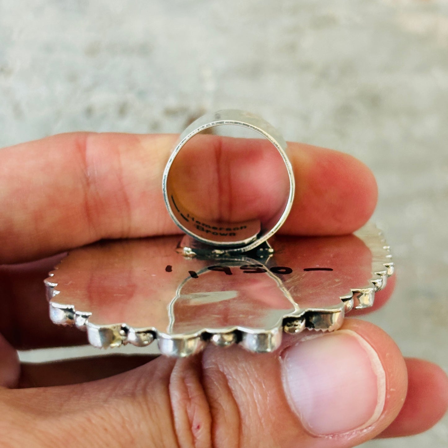 Navajo Hemerson Brown Sterling Silver - Wampum & Purple Spiny Oyster Statement Ring