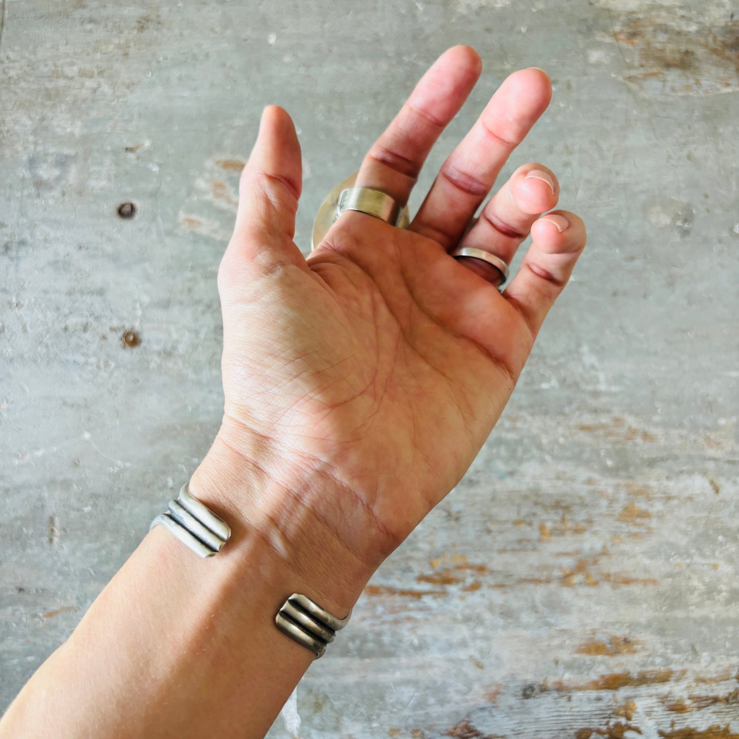Navajo Bobby Johnson Sterling Silver & #8 Turquoise Cluster Cuff!