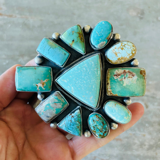 Navajo Bobby Johnson Sterling Silver & Royston Turquoise Belt Buckle