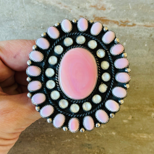 Navajo Sterling Silver - Pink Conch & MOP Cluster Ring
