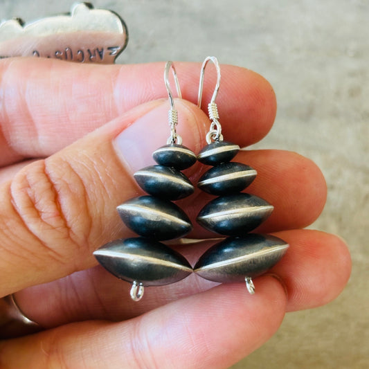 Navajo Preston Haley Handmade Graduated Saucer Pearl Earrings
