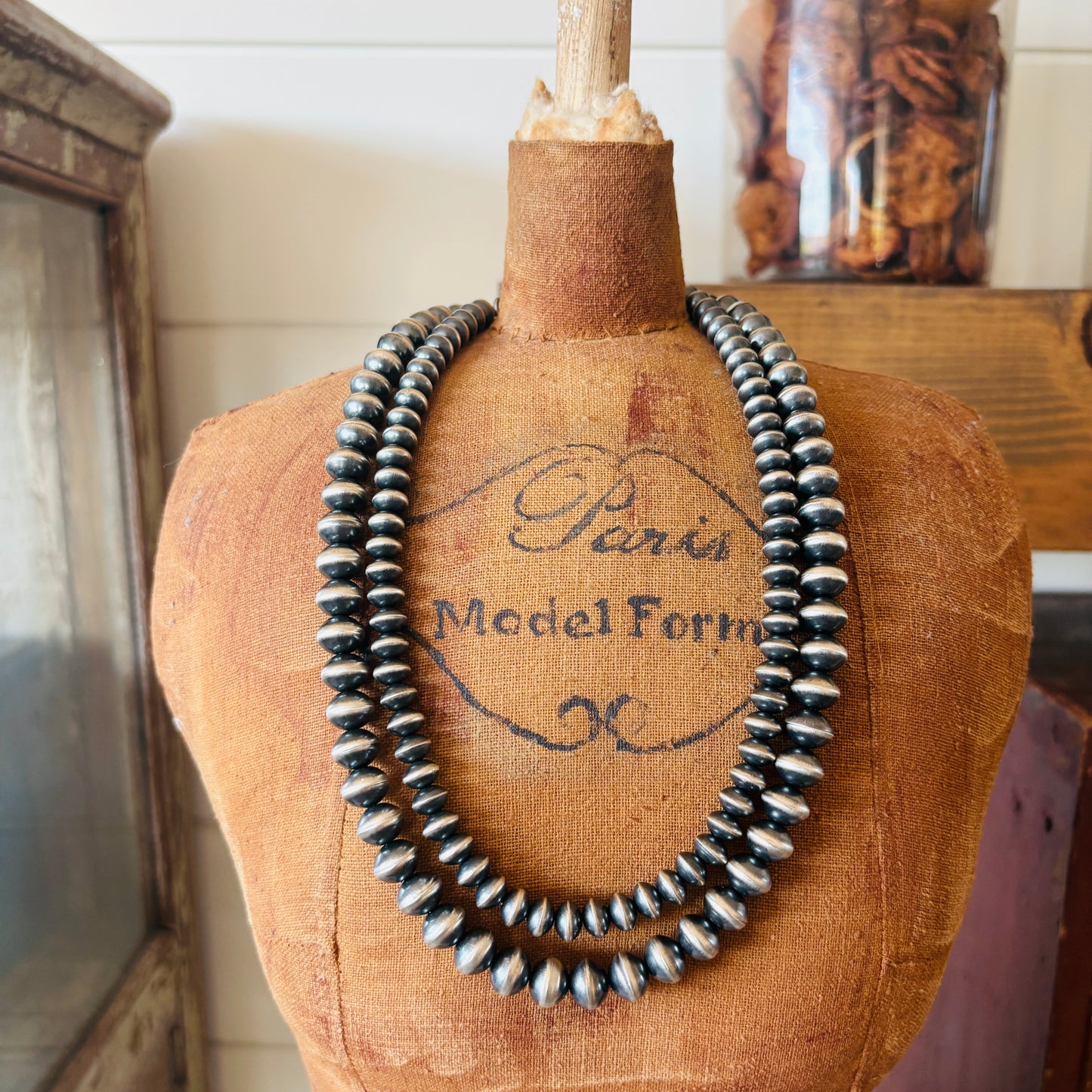 Navajo Austin Haley Sterling Silver Handmade Pearls Necklace