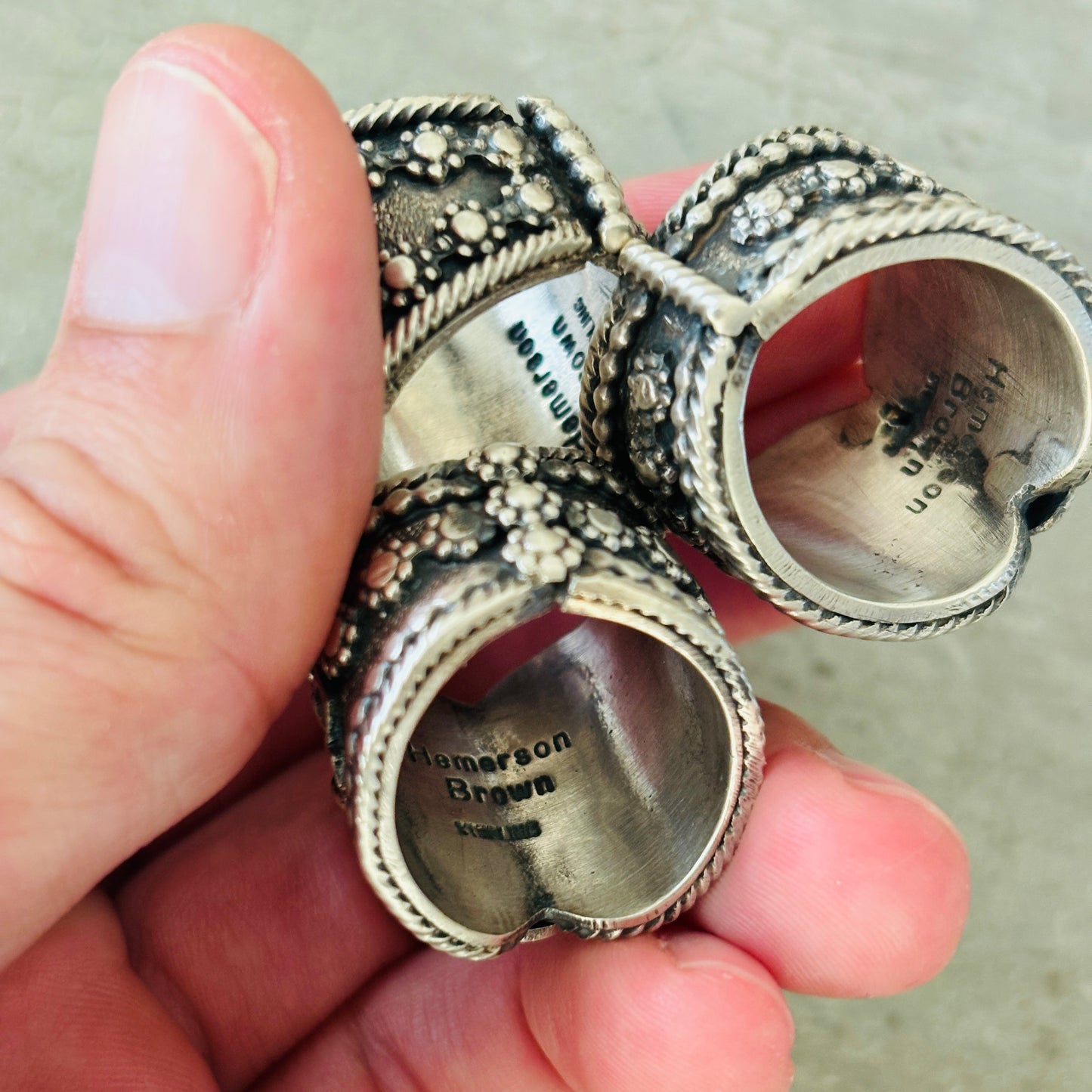 Navajo Hemerson Brown Sterling Silver Statement Ring