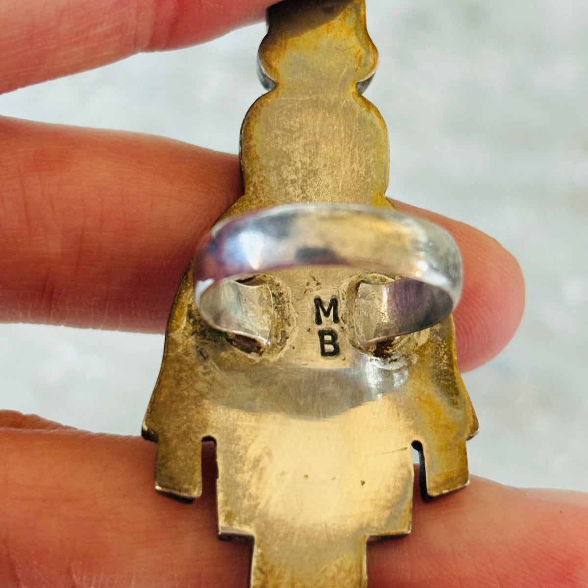 Vintage Zuni Madeline Beyukai Sterling Silver Multi Stone Maiden Ring
