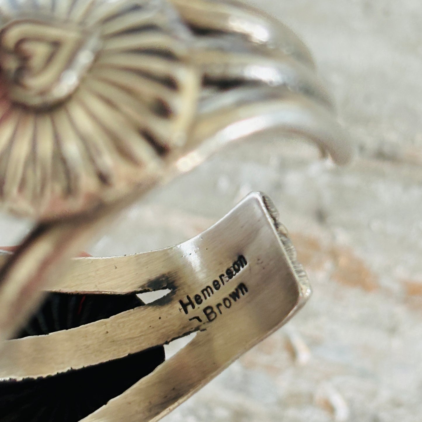 Navajo Hemerson Brown Sterling Silver & Sonoran Turquoise Hearts Cluster Cuff