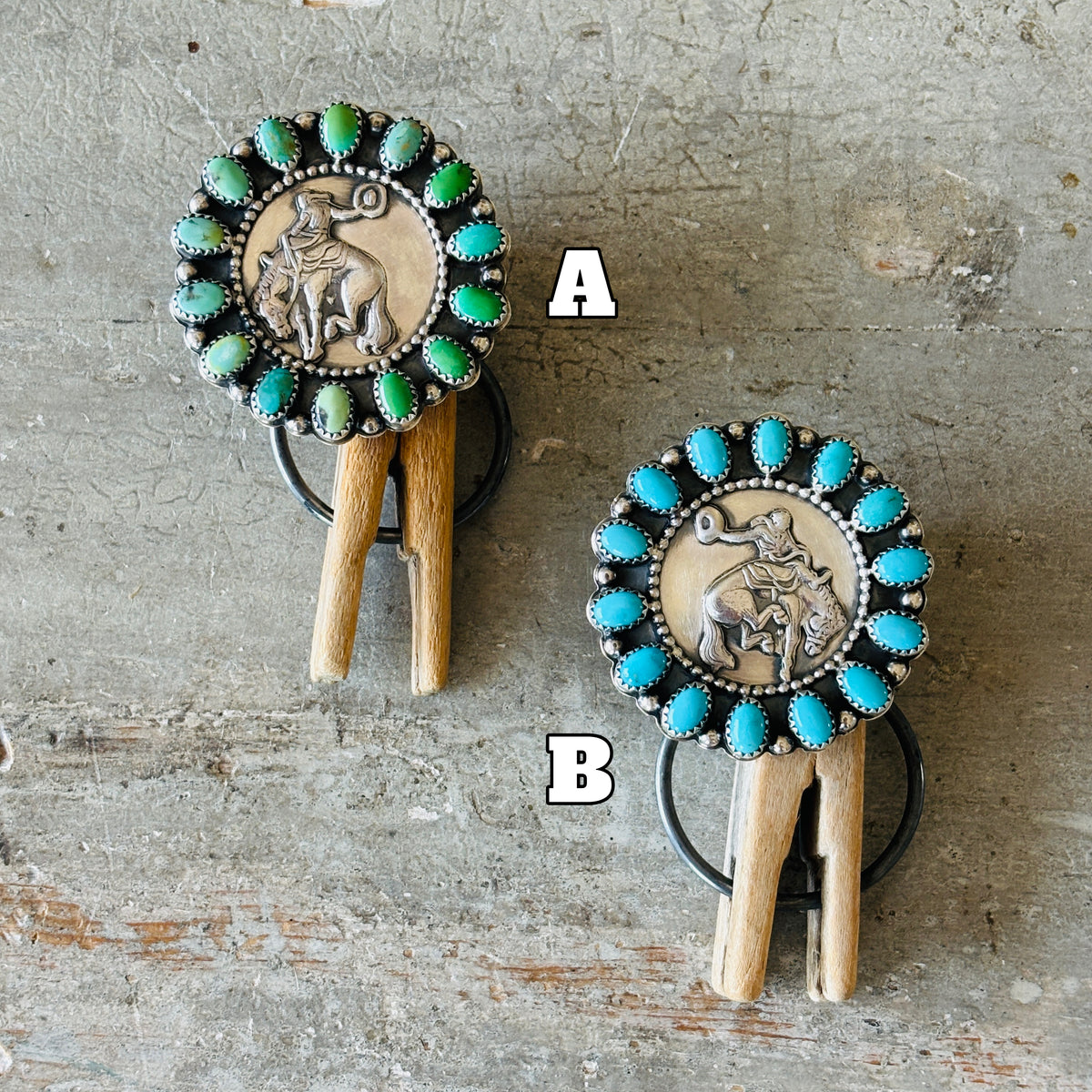 Navajo Ty Etsitty Sterling Silver & Turquoise Bronco Cluster Ring