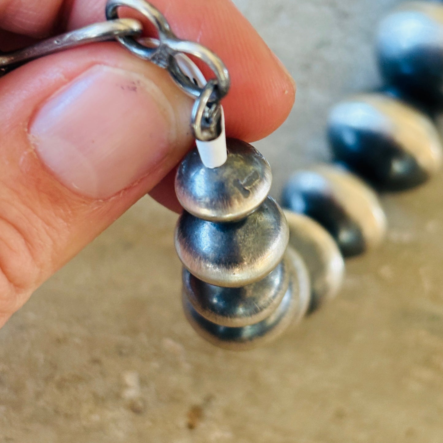 Navajo Tonisha Haley Sterling Silver Graduated Handmade XL Round Handmade Pearls Necklace