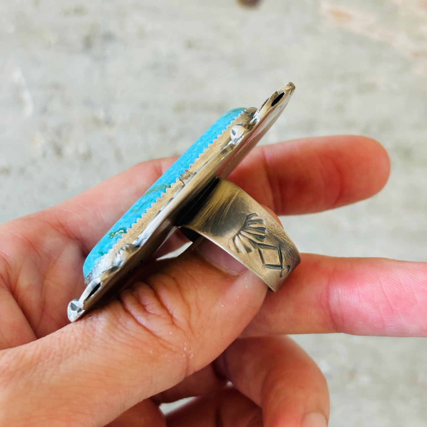 Navajo Leslie Nez Sterling Silver & Waterweb Kingman Ring