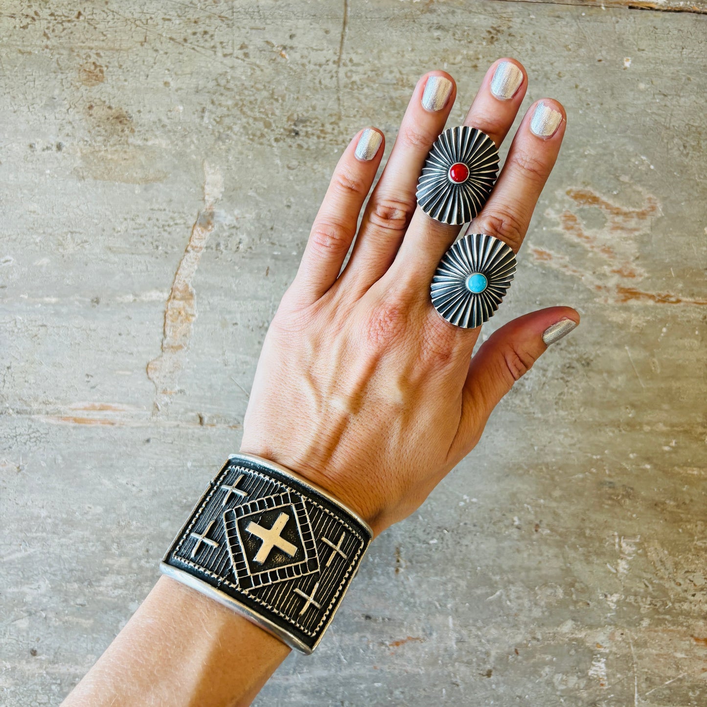 Navajo Herman Smith Sterling Silver Tufa Cast Ring