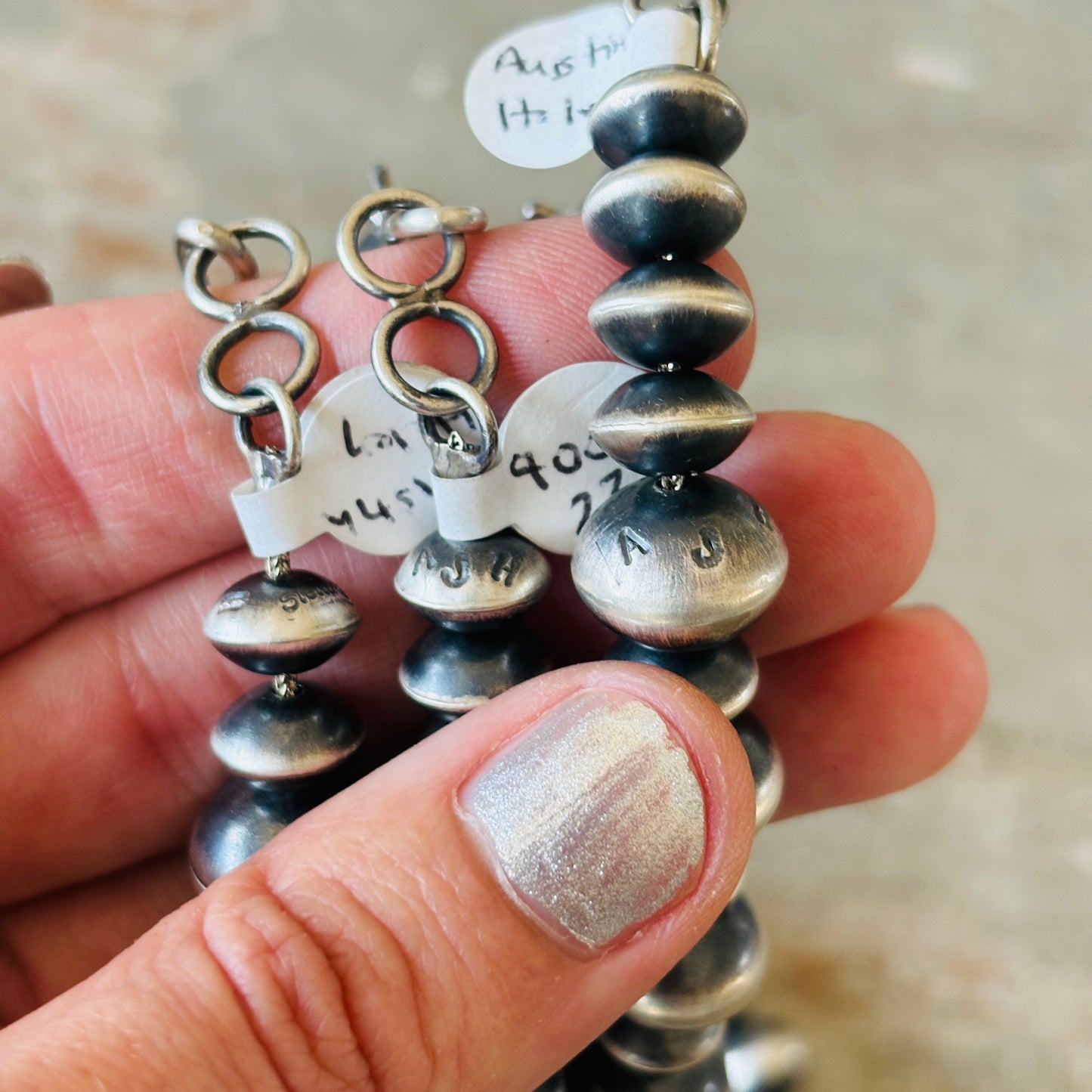 Navajo Austin Haley Sterling Silver 6mm - 10mm Handmade Pearls Necklace