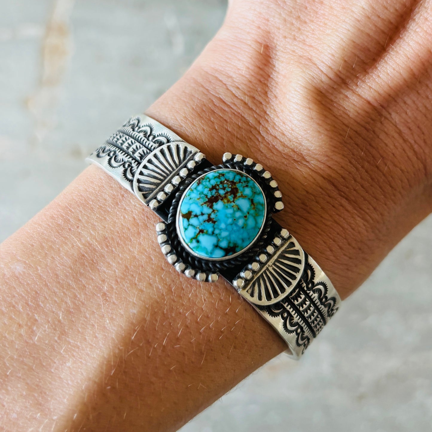 Navajo Herman Smith Sterling Silver & Web Kingman Stacker Cuff