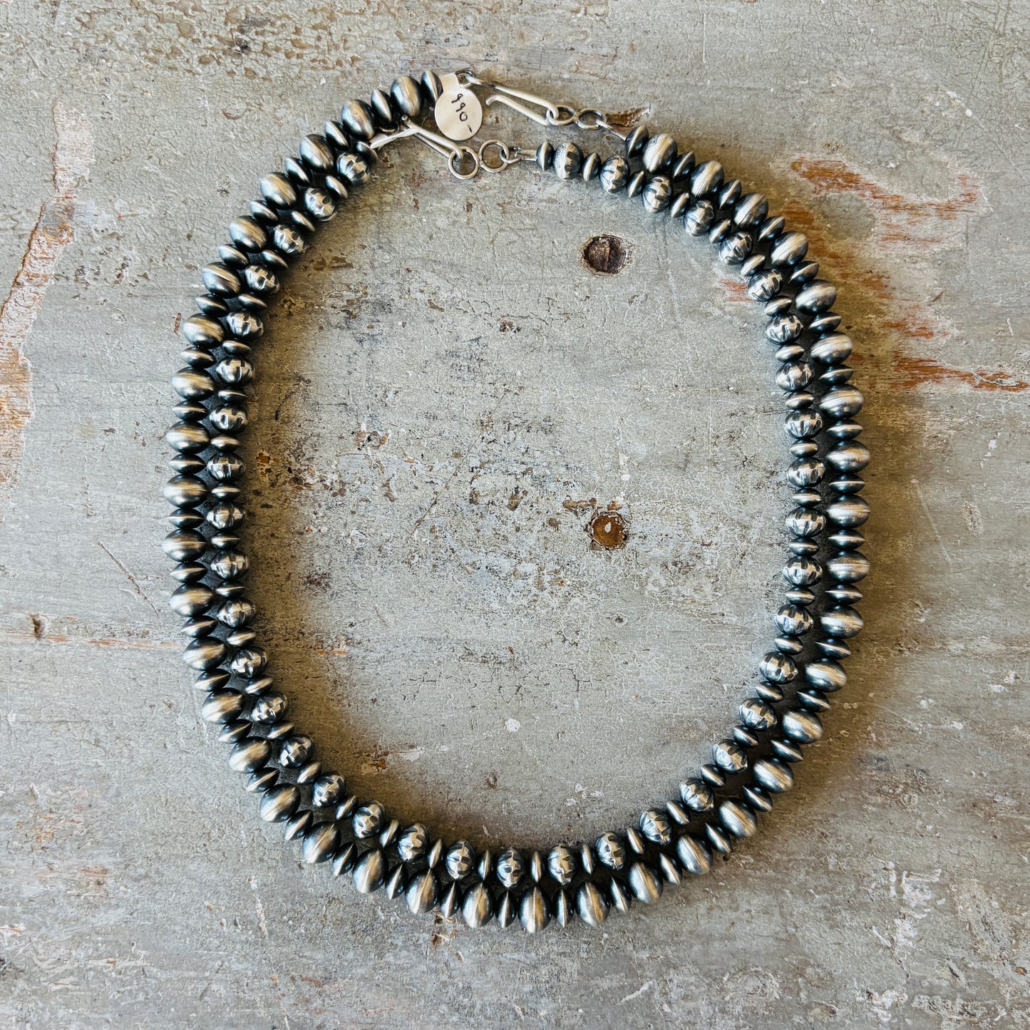 Navajo Austin Haley Sterling Silver Handmade Pearls Necklace