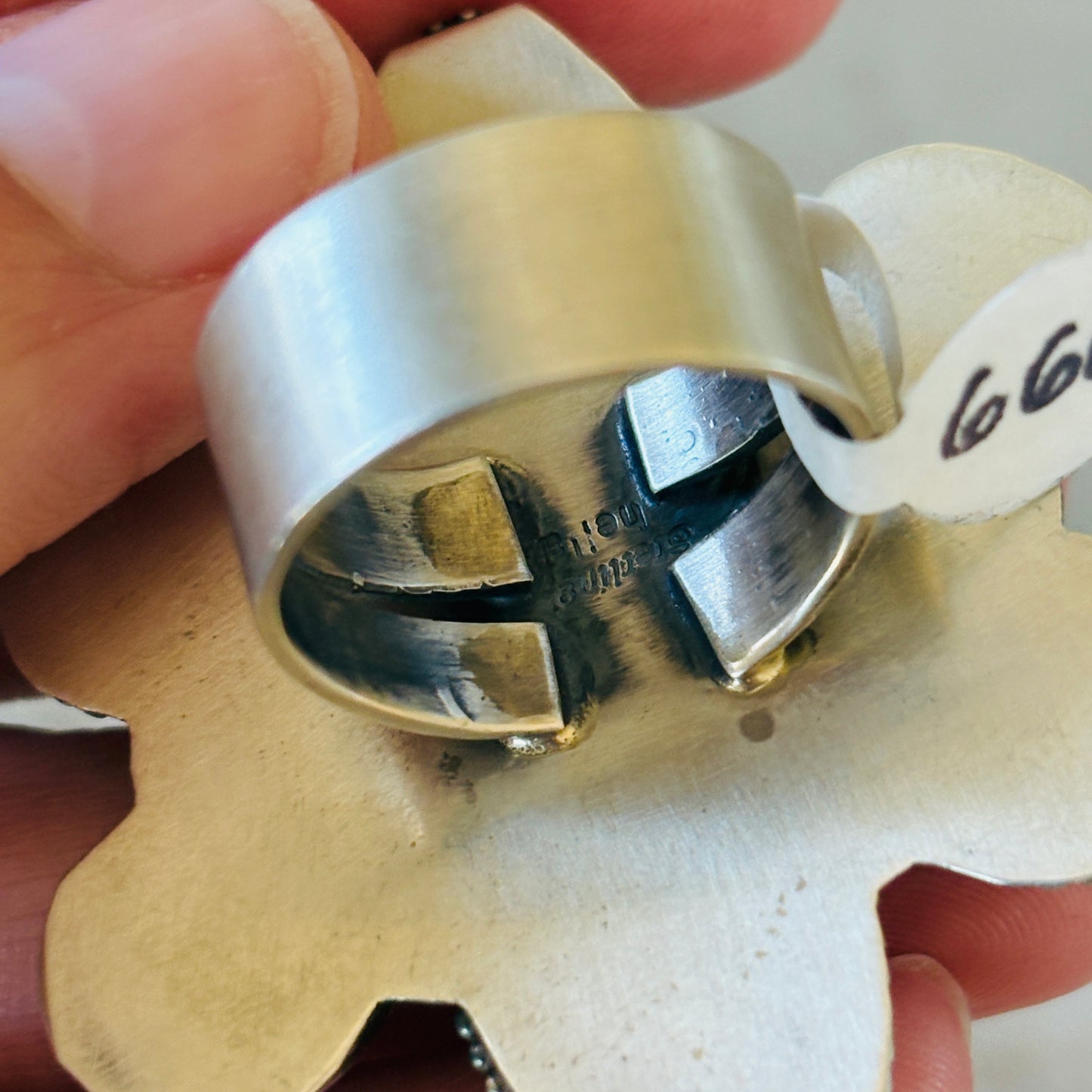 Navajo Sheila Becenti Sterling Silver & Golden Hills Cluster Ring