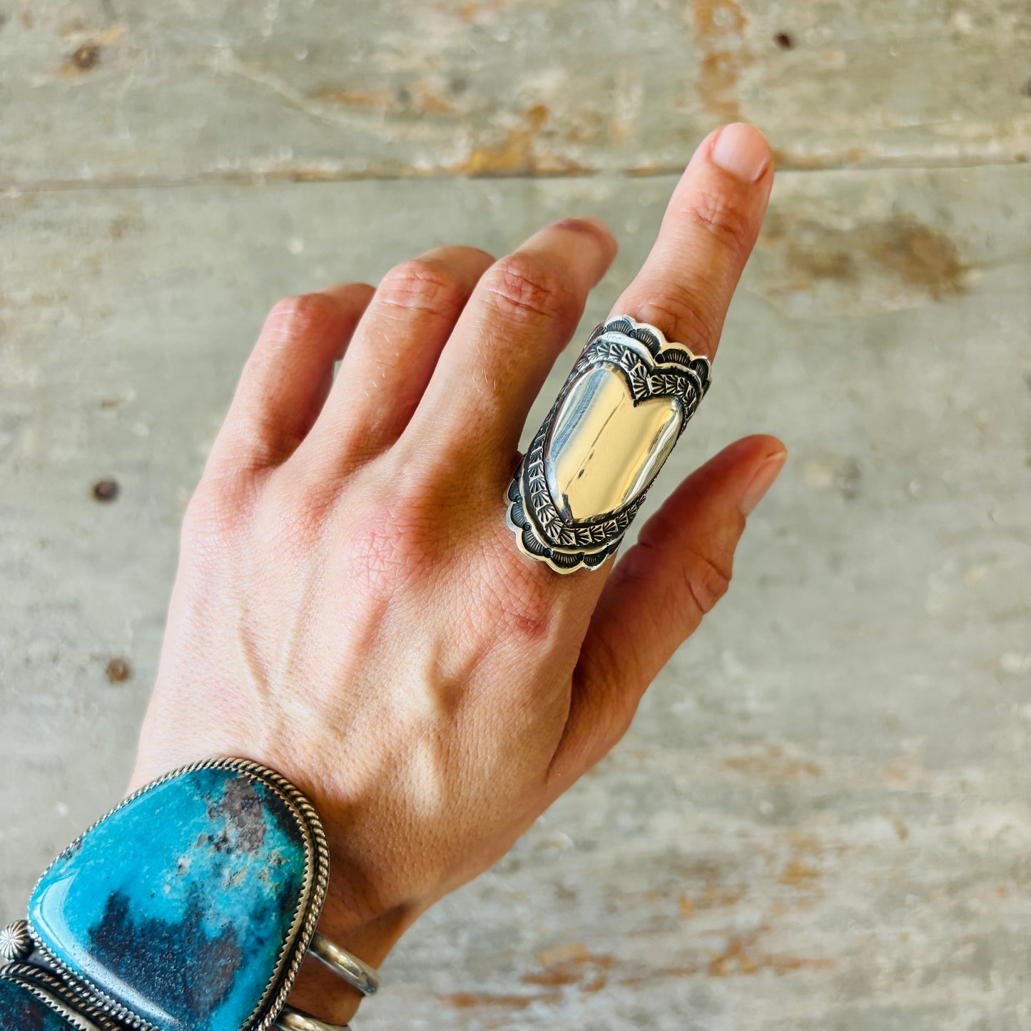 Navajo Sunshine Reeves Sterling Silver Heart Ring (Copy)