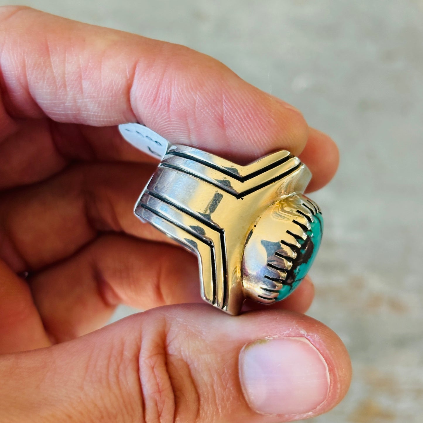 Navajo Kee Yazzie Sterling Silver & Egyptian Turquoise Ring