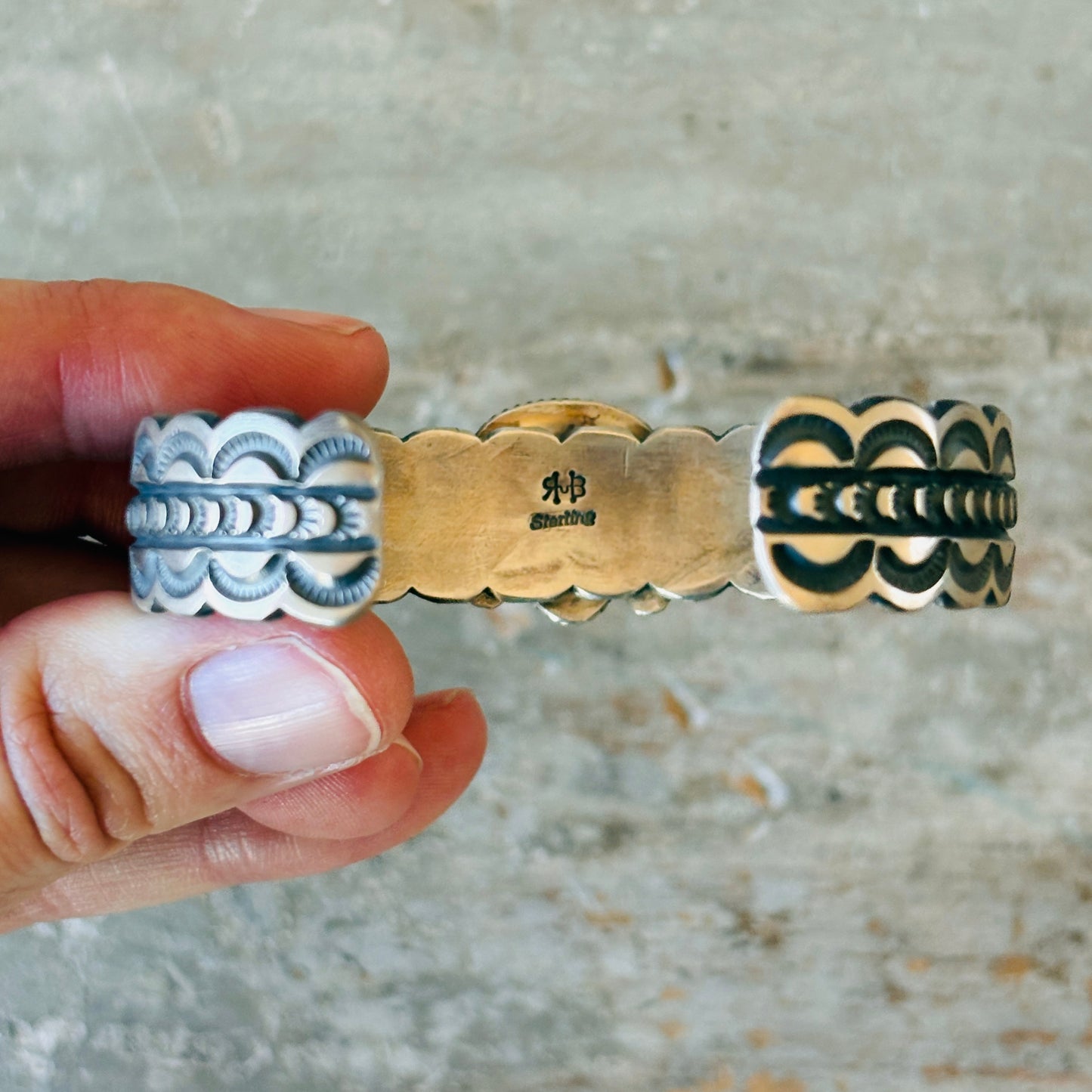 Navajo Randy Boyd Sterling Silver & Blue Ridge Turquoise Stacker Cuff