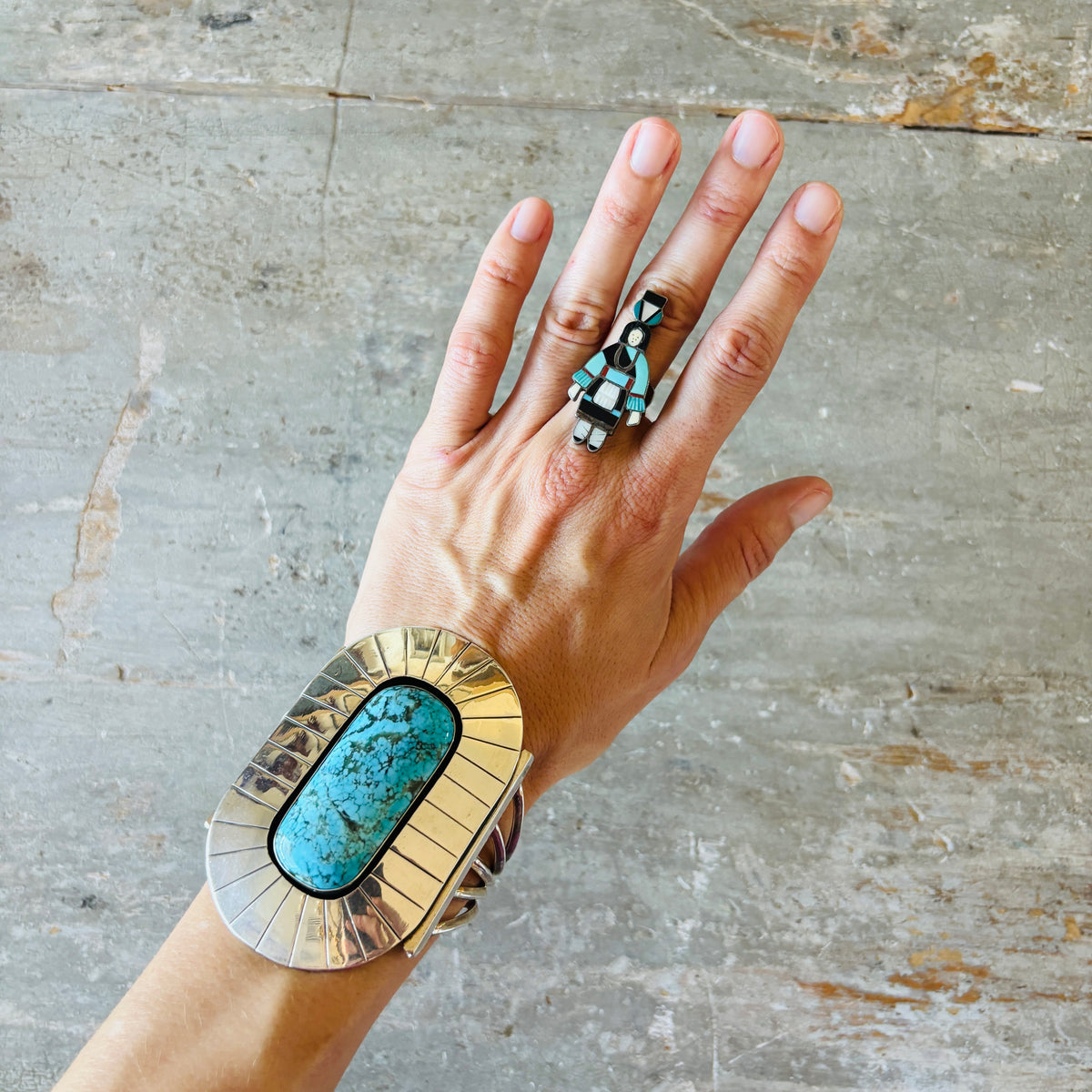 Vintage Zuni Madeline Beyukai Sterling Silver Multi Stone Maiden Ring