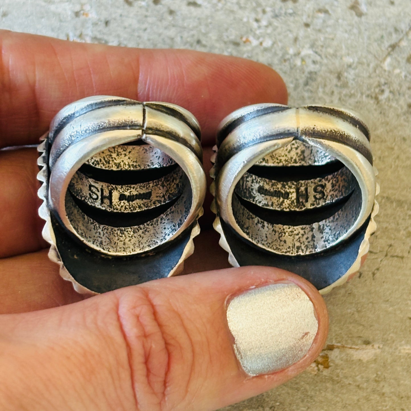 Navajo Herman Smith Sterling Silver Tufa Cast Ring