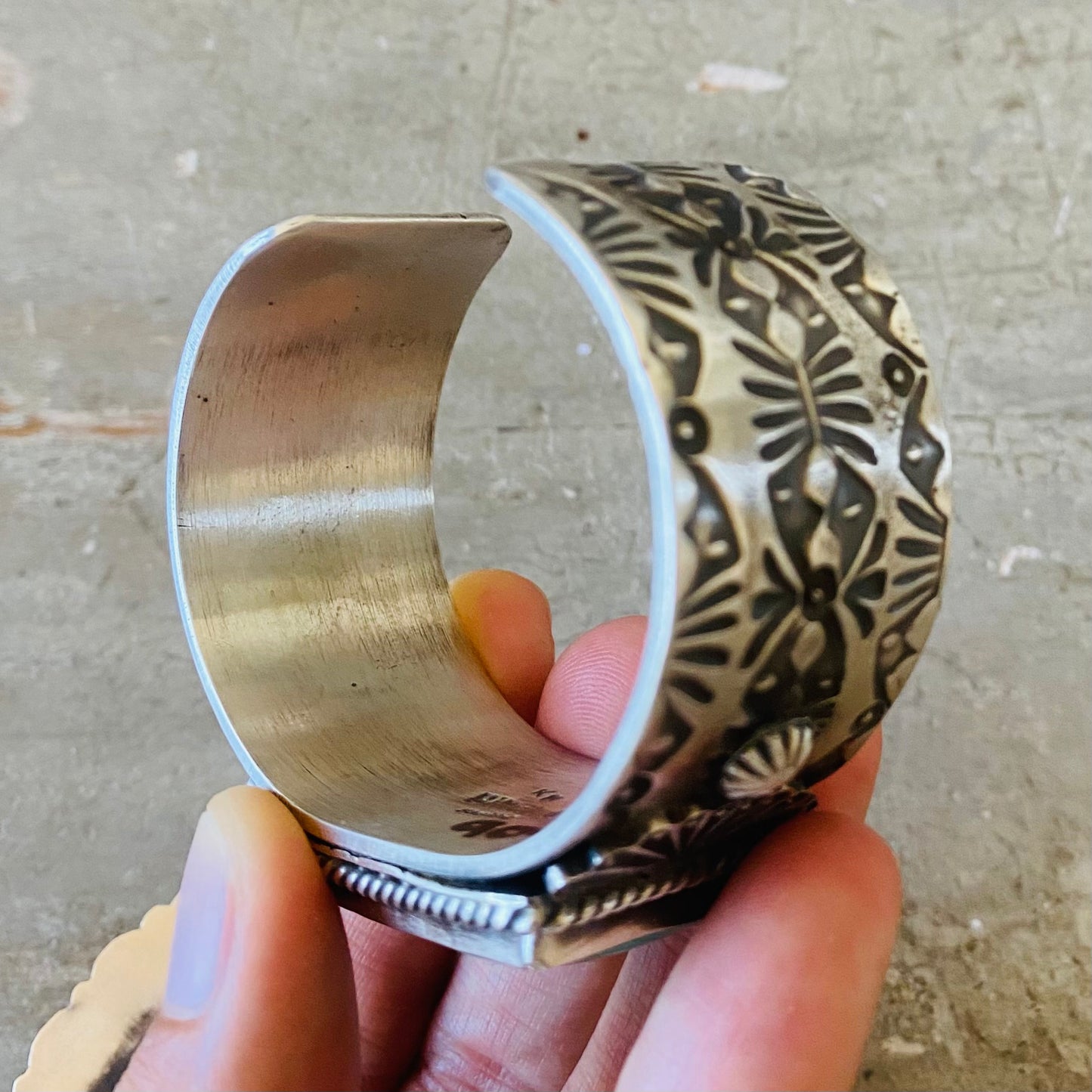 Navajo Kindale Billah Sterling Silver & Kingman Turquoise Stacker Cuff